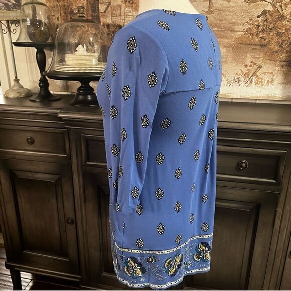 J Jill Tunic Top Blue Paisley Trim Stretchy size Small - Picture 3 of 9